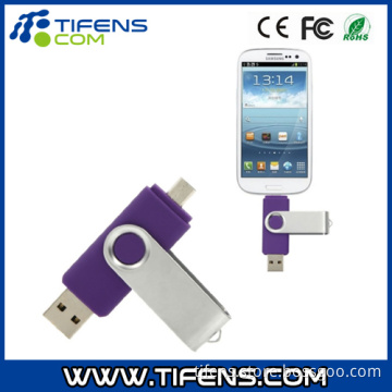 8GB Rotatable Clip OTG USB 2.0 Flash Drive for Mobile Phone Purple